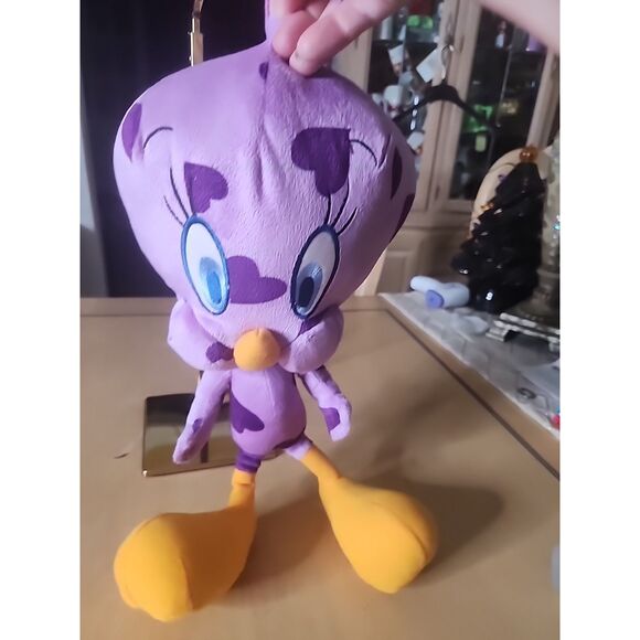Warner Bros Looney Tunes Purple Heart Print Purple Tweety Bird Plush 14” - Picture 5 of 6
